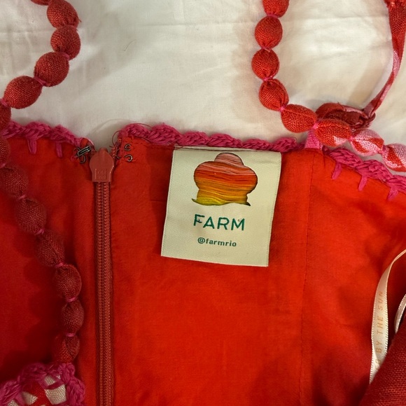 Farm Rio Red Pink Palm Floral Boho Maxi Dress XS Summer Vacation Festival - Picture 4 of 13